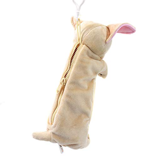 Image of Minache Plush Animal Stationery Pouch Women Cute Dog /Dinosaur Plush Pencil Case Ladies Cosmetic Bag (Beige 2), bd-06484AD
