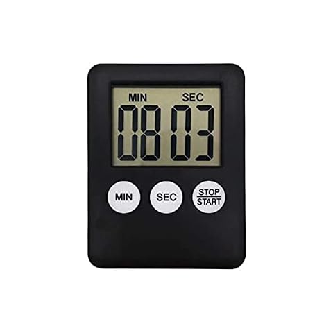 JSG Accessories Small Magnetic Kitchen Timer Digital Cooking Timer Countdown Large LCD Screen in Black Cover