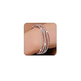 Brihasory Rhinestone Cuff Bracelets for Women Dainty MultiLayer Stackable Bracelets 1920s Vintage Crystal Stretch Bracelet Valentine's Day Gifts