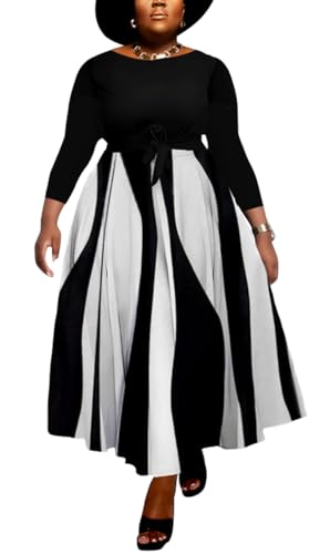 Image of BFFBABY Women's Wrap V Neck Plus Size Maxi Dresses 3 /4 Sleeves Chain Floral Printed Swing Dress with Belt