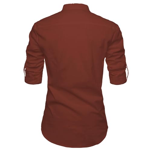 Image of Men's Full Sleeve Beige Color Cotton Blend Spread Slim Fit Shirt Style Kurta for Men and Boys
