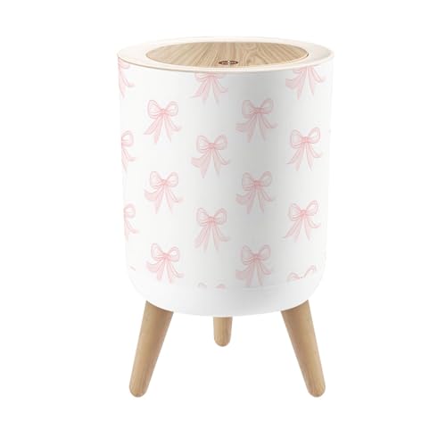 Caneca de basura pequeña con tapa rosa y moño blanco