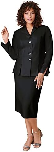 Roaman's Women's Plus Size Two-Piece Skirt Suit with Shawl-Collar Jacket - 34 W, Black