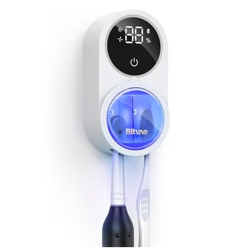 Bitvae Toothbrush Cleaner & Toothbrush Holder, Cleaning and Air Drying, LED Smart Screen, Rechargeable Wall Mount Toothbrush Holder for Bathrooms