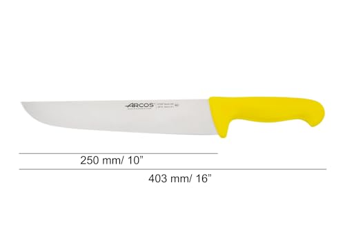 Miniatura 2 de Arcos Cuchillo carnicero con Hoja Acero Inoxidable 250 mm. Cuchillo cocina profesional cortar carne, pescado y verduras. Mango ergonómico polioximetileno. Serie 2900. Color amarillo.