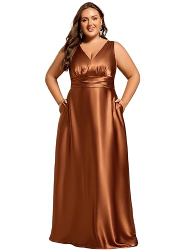 Robe de soirée plissée en satin avec poches pour mariage et gala