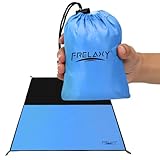 Frelaxy Pocket Picnic Blanket, Waterproof Sandproof Beach Mat, Compact Camping Tarp for Festivals, Hiking, Travel, Outdoor Recreation (Blue, 57'' x 71'')