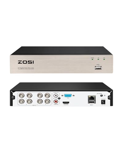ZOSI 8Channel Surveillance Video Recorders with Human Vehicle Detection,H.265+ Hybrid 1080P 4-in-1 HD-TVI Standalone CCTV DVR System for 720P,1080P Security Cameras,Easy Remote Access(NO Hard Drive)