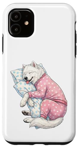 Cute Samoyed Dog Sleeping in Pajamas Bedtime Art Case for iPhone 11