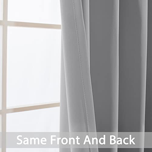 Yakamok 36 Inch Blackout Curtains Panels with Grommets - Room Darkening Thermal Insulated Window Drapes for Living Room/Bedroom,Light Grey, 52W x 36L, 2 Panels