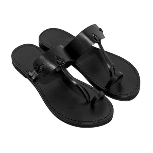 Summer Orthopedic Toe Ring Roman Sandals,Women Vintage Plantar Fasciitis Flip Flops,Non-Slip Pain Relief Bunion Slippers