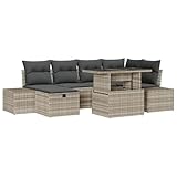 vidaXL Conjunto de sofá de jardín 7 pcs Gris Claro ratán sintético, Sofá Exterior Flexible, Modular, Resistente al Clima, Ahorra Espacio, Ideal para el jardín y convertir en Comedor