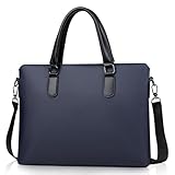 [TRMF] ビジネスバッグ ブリーフケース メンズ リクルートバッグ 14インチpc対応 PU革 ショルダーバッグ ラップトップバッグ ハンドバッグ メッセンジャーバッグ 大容量 出張 通勤 ブルー