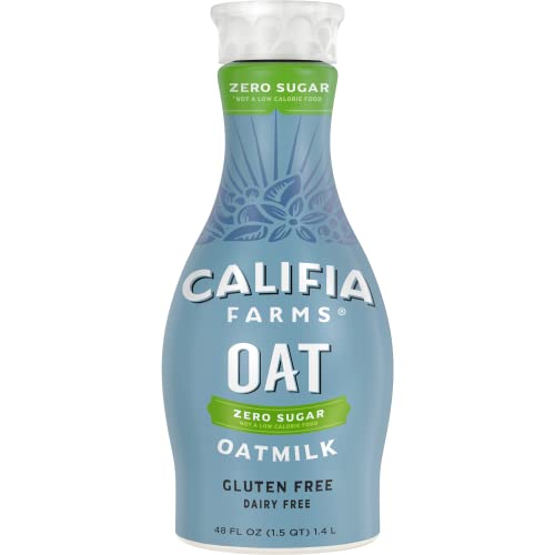 Califia Farms - Zero Sugar Oat Milk, 48 Oz, Dairy Free, Plant Based, Vegan, Gluten Free, Non Gmo, High Calcium, Sugar Free, Oatmilk #TOP11