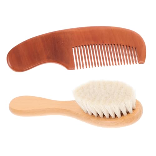 LIFKOME 2Pcs Hair Comb and Bath Brush Set Wooden Handle with Natural Bristles Gentle Hair Care for Home Use for Newborns