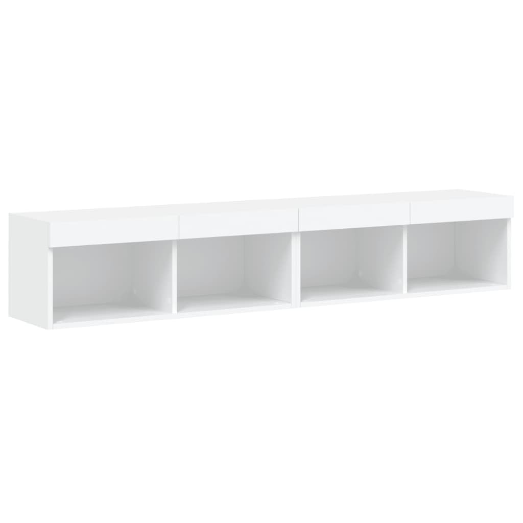 vidaXL TV-Schränke mit LED-Leuchten 2 STK. Weiß 80x30x30 cm