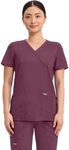 Cherokee WW Revolution Scrub Tops Women Mock Wrap 2 Pockets Nurse...