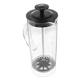 Manuelle Milchaufschäumkanne aus Glas 480ml mit Deckel Schwarz