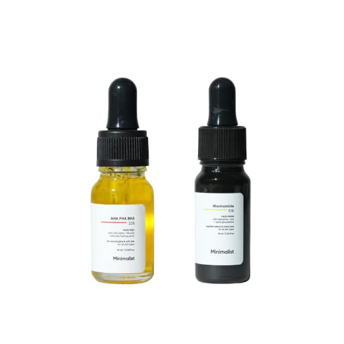 Image of Minimalist AHA BHA PHA 25% Peeling Solution + 10% Niacinamide Serum with Zinc Mini Combo | Acne Marks Removal, Oil Control, Pore Minimizing & Skin Brightening Combo for Oily & Acne-Prone Skin