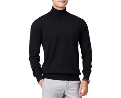 Dcvmvmn Men's Autumn and Winter Sweater Pullover Half High Collar Soft Warm Pullover Knitted Sweater Black