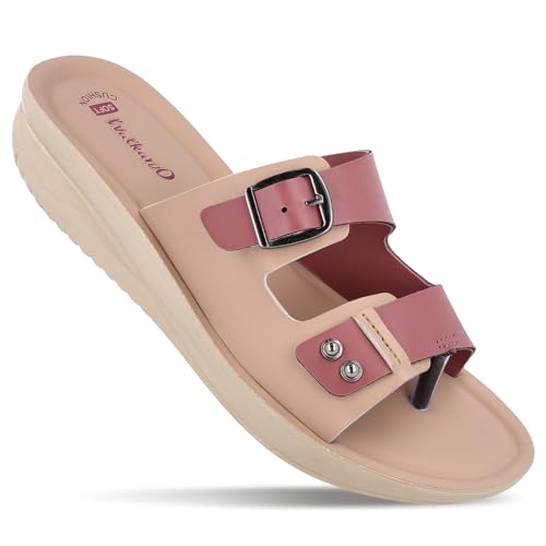 Image of WALKAROO Slip-on Sandals for Women|Lightweight PU Wedge Sole, Comfortable Sandal|Walking, Shopping, Travel, Casual Wear Sandal-WLR74019