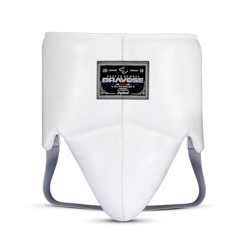 Bravose Elite2.0 Boxing Groin Guard for Boxing Sparring Muay Thai Kickboxing and MMA | Cowhide Leather Abdominal Protector for Karate Taekwondo and Martial Arts Training (L)