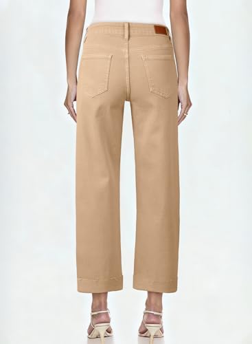 Image of Sidefeel Barrel Jeans for Women High Waisted Wide Leg Baggy Stretchy Trendy Raw Rolled Hem Capri Cropped Ankle Denim Pants