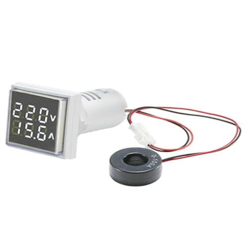 AC 50-500V 0-100A スクエア LED 110V 220V 電圧電流計 電圧計 テスター 検出器(WHITE-Square)