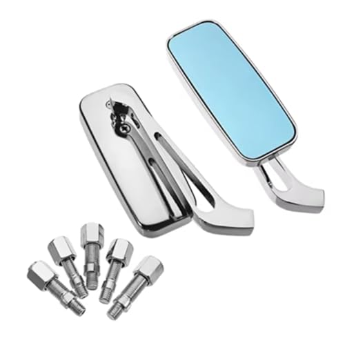 Espejos retrovisores de moto de 8mm y 10mm en aleación de aluminio color plata y azul 1 par