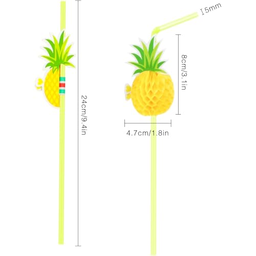 30 pitillos tropicales flamenco y piña flexibles miniatura 4