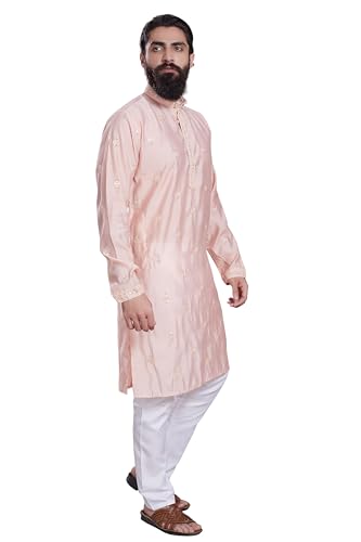 Image of DIVISIVE Men's Embroidered Cotton Silk Blend Only Slim Fit Kurta