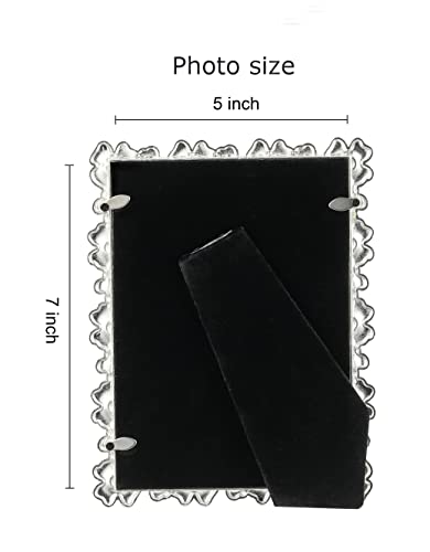 Licotom Metal Picture Frame Silver Plated With Ivory White Enamel And Crystals, Lovely Flowers Photo Frame 5X7 Inch #TOP4