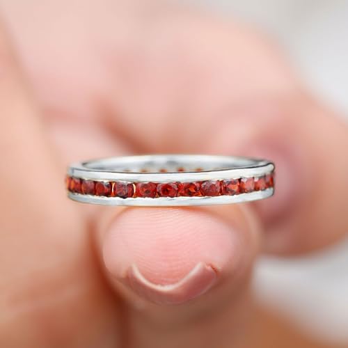 1.50 Ctw Channel Set Round Red Garnet 925 Sterling Silver Eternity Band Ring for Women | Wedding, Engagement Bridal Rings | Graduation Gift4