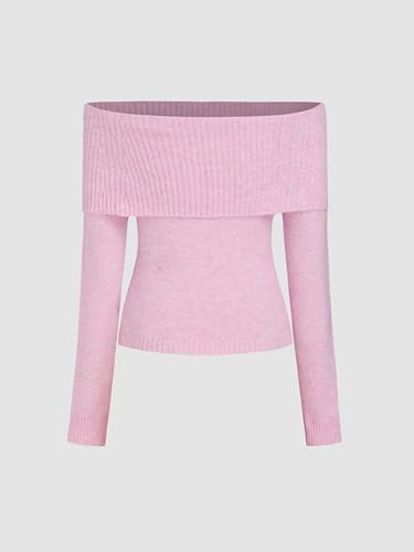Image of CIDER Women's Off Shoulder Knitted Long Sleeve Tops Fall Pullover Sweater