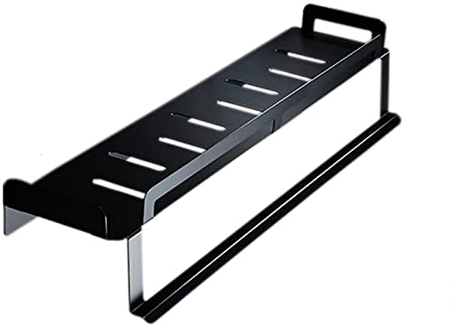 Tablette de rangement salle de bain sans perçage étagère murale cuisine noire 60cm