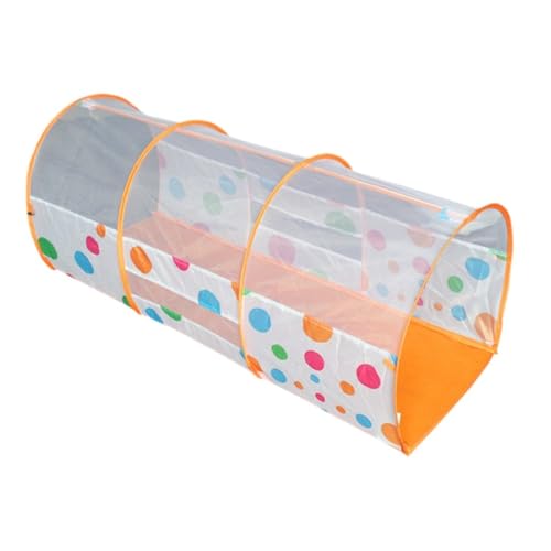 Sailozai カラフルな水玉模様のベビーハイハイトンネル、折りたたみ式で持ち運び可能、通気性メッシュ、ハイハイ感覚統合の練習、屋内と屋外の子供の遊び場 (オレンジの水玉模様のアーチ)