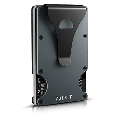 VULKIT Slim Wallet Minimalist Credit Card Holder Carbon Fiber RFID Blocking Front Pocket Case with Metal Money Clip Cover