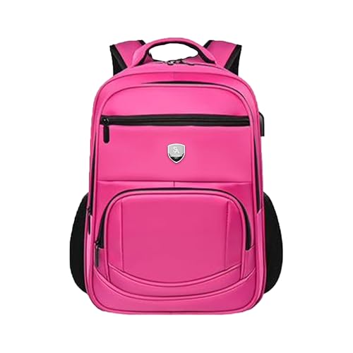 Heyoo Mochila À Prova d'Água com Carregamento USB - Grande Capacidade para Escola, Academia, Trabalho ou Viagens Curtas (Rosa)