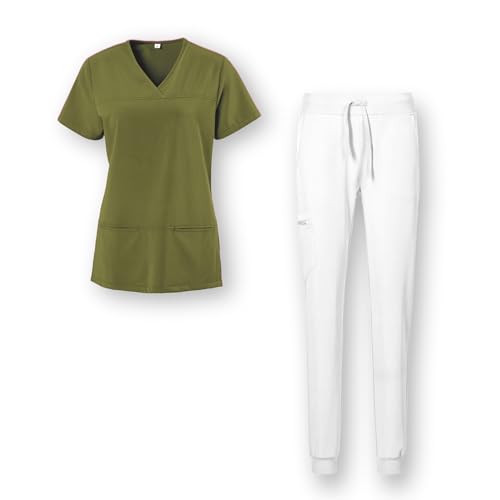 EXNER Medizin Kasack Set – Kasack & Hose für Damen und Herren, Pflegebekleidung Set in 26 Farben, Oberteil + Hose farbig, Schlupfkasack & Schlupfhose, XS–5XL