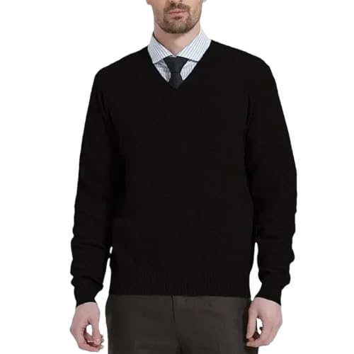 Men's V-Neck Pullover Sweater European American Style Loose Knitted Fall Winter Casual Long Sleeve
