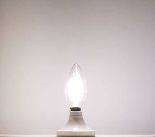 Lamsky E14 Base Led Filament Candle Shape Light Bulb,E14 European Base Bulb,Daylight 6000K 400Lm 40W Equivalent,C35 Clear Glass Torpedo Shape Bullet Top,No-Dimmable (2-Pack) #TOP4