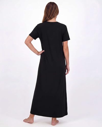 Image of Real Essentials 3 Pack: Women's Soft Maxi Long Nightshirt Short Sleeve Soft Nightgown Sleep Dress (Available in Plus Size)