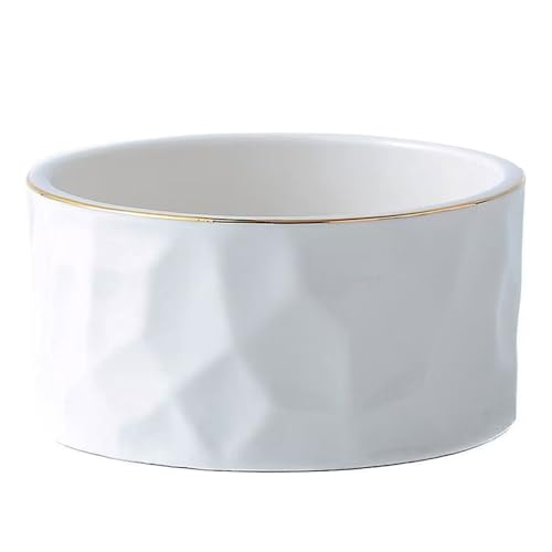 YOSCO Paper Clip Holder Ceramic Round Paper Clips Dispenser for Desk Cute,Gold Line Office Binder Clips Dispenser Organizer (White)