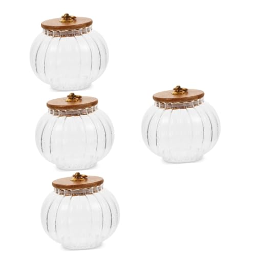 Lista de Ponchera que puedes comprar esta semana. 44 DECHOUS 4 Piezas Jarra De Cristal De Calabaza Lencería Almacenamiento De Dulces En Granos De Organización De La Despensa Tarros De Comida Herméticos Bote De Té Sellado Tapa...