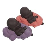 PRETYZOOM 2 Piezas Estatua Buda Sonriente de Cerámica Pequeña Mini Figura para Decoración de Escritorio Compacto para Estanterías y Mesa de Té