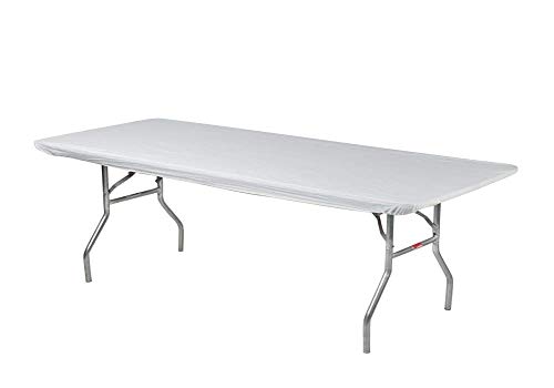 Kwik-Covers 6' Rectangle Plastic Table Covers 30" x 72", Bundle of 5 (White) by Kwik-Covers - Used condition - Image 2
