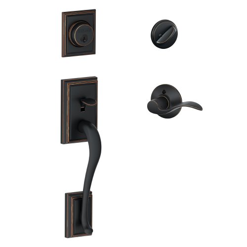 Image of SCHLAGE Addison Single Cylinder Handleset and Left Hand Accent Lever, Aged Bronze (F60 ADD 716 Acc LH)