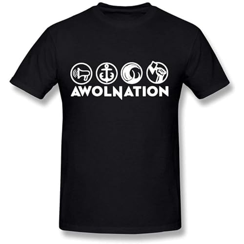 BI BI MIAO Hsuail Awolnation Band Symbol Unisex 100% Cotton Short-Sleeve T-Shirts Black XXXL