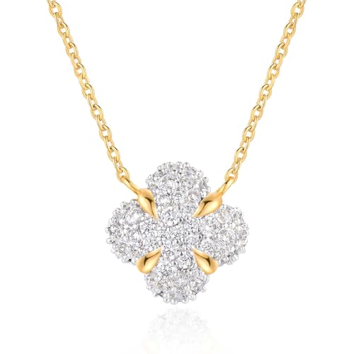 MEVECCO Dainty Gold Necklace For Women 18k Gold Plated Full CZ Pendant Necklace Handmade Necklace Jewelry Everyday Wear