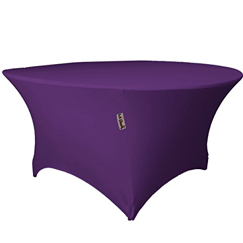 LA Linen Round Spandex Tablecloth 48" x 30" High, Purple